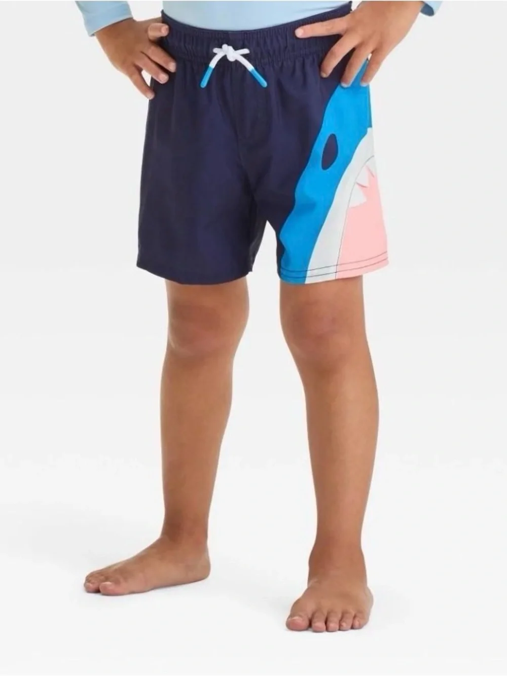 Cat & Jack Boys Navy Blue Shark Swim Trunks 2T nwt lined upf50